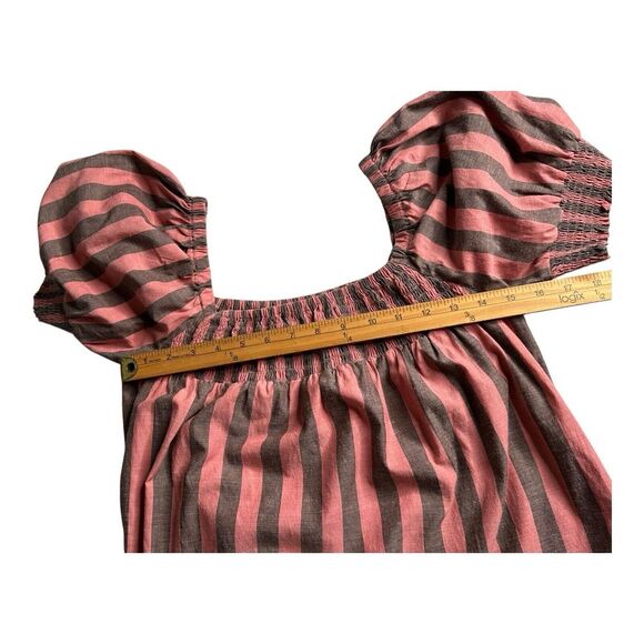 Mille Jane Size XS • Resort & Travel Mini Dress in Pink Gray Stripe Puff Sleeve - Picture 10 of 15